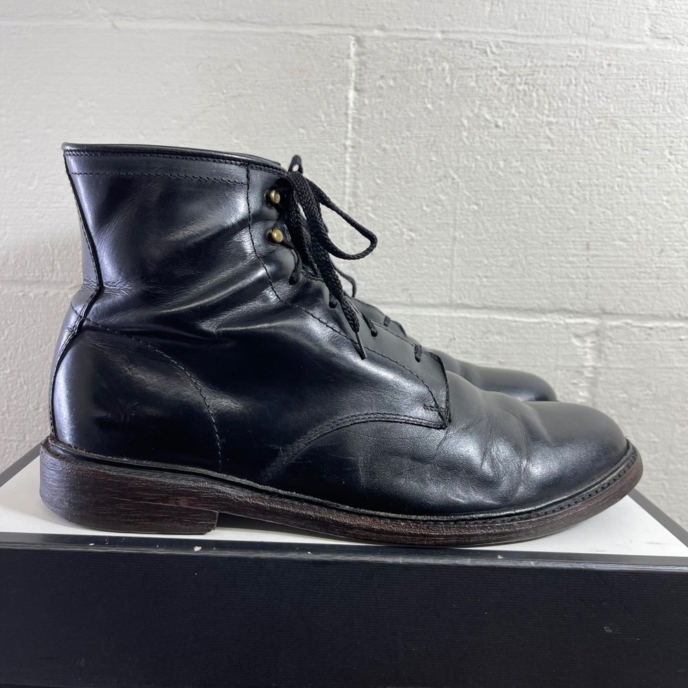 Frye Black Leather Lace-Up Men's Boots